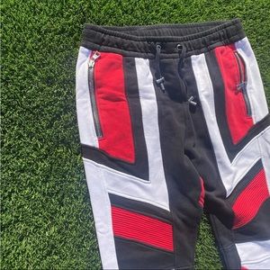 Balmain Biker Sweatpants Mens Large Multicolored Jogger Wear Designer Red